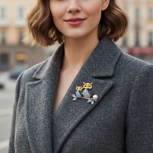 Kunststoff Perle, Mehrfarbiger Kristall Brosche emailliert image number 3