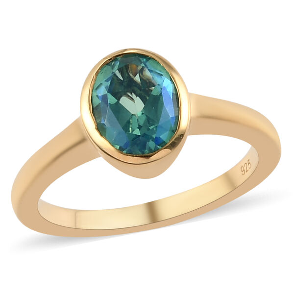 Pfau Triplett Quarz Solit&auml;r Ring 925 Silber vergoldet image number 4