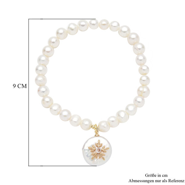 Barockperle und S&uuml;&szlig;wasserzuchtperlen Armband ca. 18 cm Messing image number 5
