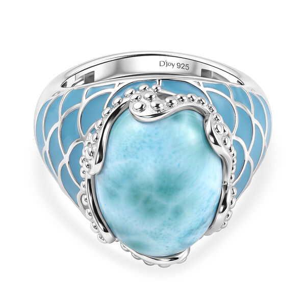 D'Joy Larimar Ring 925 Silber Rhodiniert (Gr&ouml;&szlig;e 17.00) ca. 10,89 ct