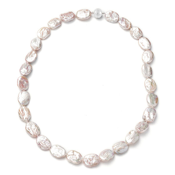 Wei&szlig;e Barockperlen-Halskette in Silber