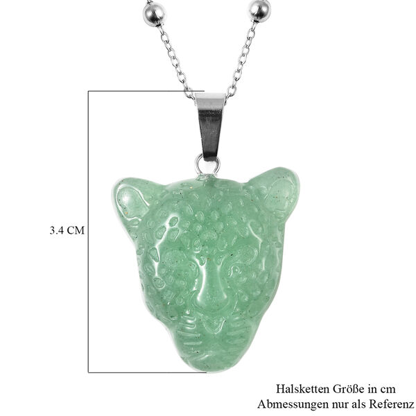 Gr&uuml;ne Aventurin-Halskette, 61 cm, Edelstahl ca. 24,70 ct image number 5