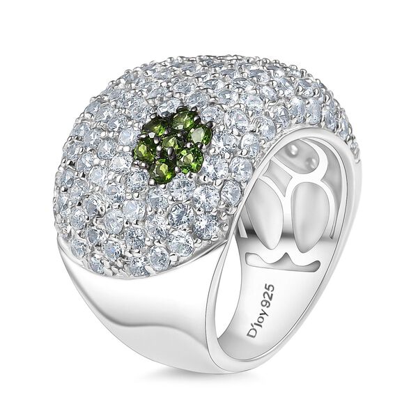 D'Joy Weißer Zirkon, Natürlicher Chromdiopsid Ring 925 Silber rhodiniert (Größe 18.00) ca. 7,97 ct image number 4