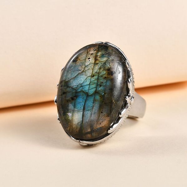 Labradorit Ring, Edelstahl (Gr&ouml;&szlig;e 16.00) ca. 25.28 ct image number 1