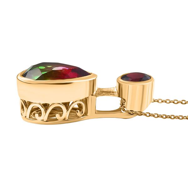 D'Joy Wassermelonen Triplett Quarz und Rhodolith Granat Anhänger mit 50cm Kette - 7,28 ct. image number 4