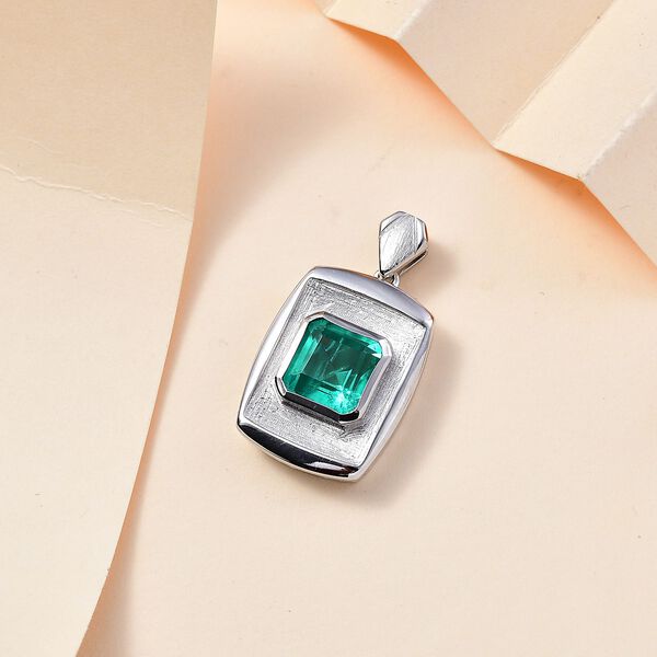 Smaragd-Quarz Triplette Anhänger 925 Silber rhodiniert ca. 3,39 ct. image number 2