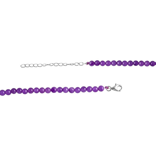 Lila Jade Halskette ca. 50 cm 925 Silber (gefärbte Jadeit) ca. 80.00 ct image number 4