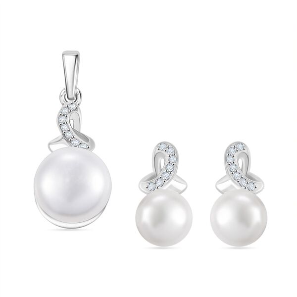 S&uuml;&szlig;wasser Perle und Zirkon Schmuckset