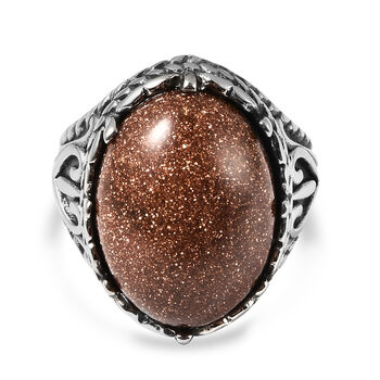 Gold Sandstein-Ring, Edelstahl (Gr&ouml;&szlig;e 16.00) ca. 12,00 ct