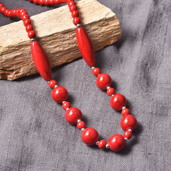 Rote Howlit-Halskette, ca. 45 cm, Edelstahl ca. 166,00 ct image number 2