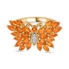 Feueropal Ring 925 Silber 750 Gelbgold Vermeil (Größe 20.00) ca. 1.33 ct