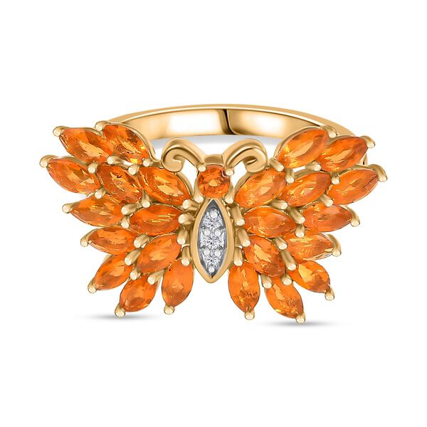 Feueropal und Zirkon Ring - 1,33 ct.