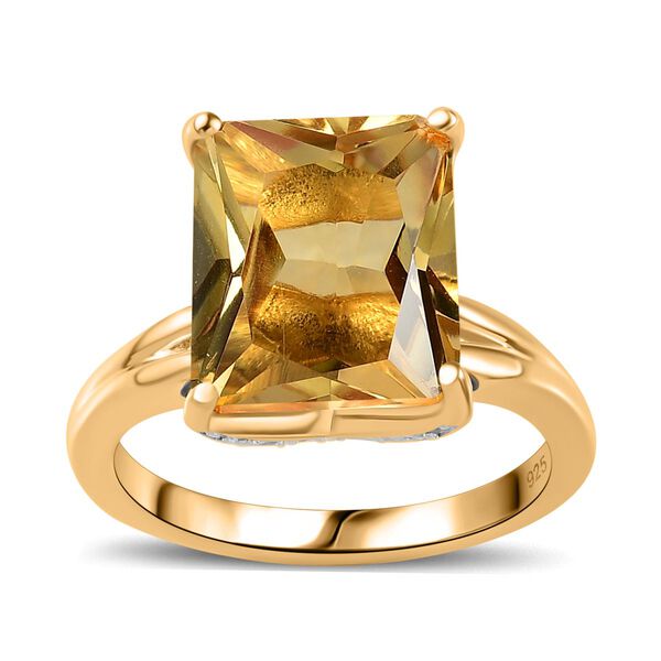 Citrin, Weißer Zirkon Ring 925 Silber Gelbgold Vermeil (Größe 20.00) ca. 5,71 ct image number 4