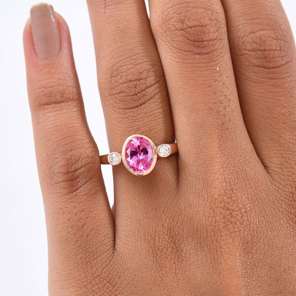 LUXURIANT AAA Labor Rosa Saphir und Labor Diamant Ring - 2,70 ct. image number 3
