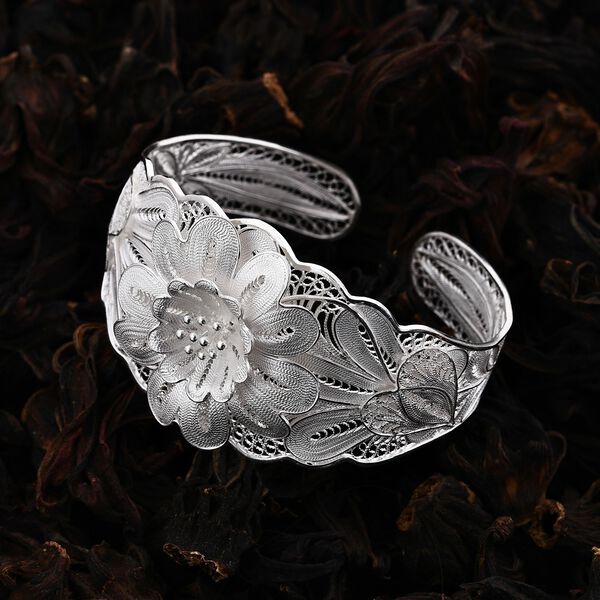 Royal Bali Kollektion- Floraler Armreif, 19cm image number 2