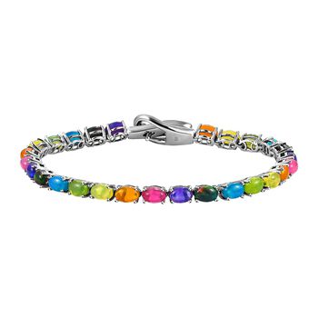 &Auml;thiopisches Zobel und rosa-Opal-Armband, ca. 19 cm, 925 Silber platiniert ca. 8.40 ct