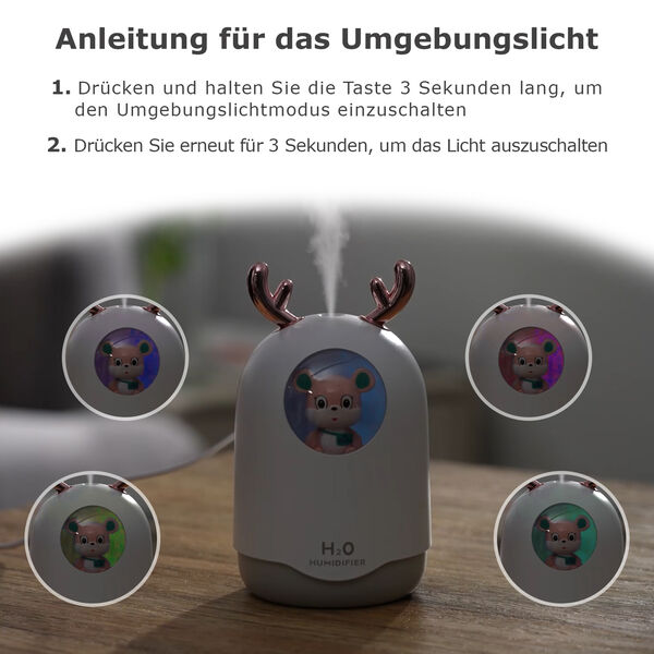 USB-Mini-B&auml;ren-Luftbefeuchter mit farbwechselndem Umgebungslicht, wei&szlig; image number 9