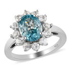 Blauer und Weißer Zirkon Ring 925 Silber platiniert image number 3