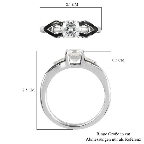 88 Facetten Moissanit Ring 925 Silber platiniert  ca. 0,96 ct image number 7