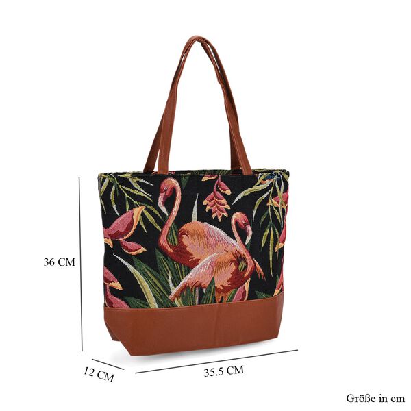 Schultertasche mit Blumenprint, 42x34x12cm, Lila-Gr&uuml;n image number 8