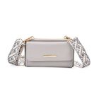 Crossbody-Tasche mit Klappfach und gemustertem Trageriemen, RFID-Schutz, ca. 19x5x11 cm, Grau