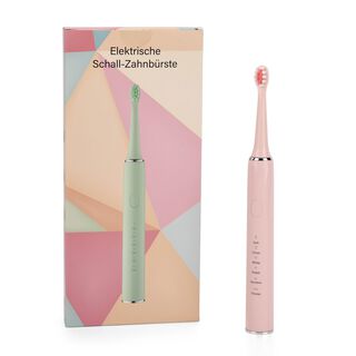 Elektrische Schallzahnb&uuml;rste mit 4 Aufsteckb&uuml;rsten und 1 Zungenb&uuml;rste, 24,5x2,5 cm, Pink