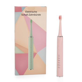 Sonic elektrische Zahnb&uuml;rste mit 3 Zahnb&uuml;rstenk&ouml;pfen und 1 Silikon-Zungenb&uuml;rstenkopf, 24,5x2,5cm, rosa
