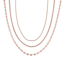 3er Set - Sehr Schick und Trendy Halsketten, Chirurgen-Edelstahl rosèfarben