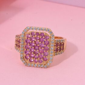 Rosa Saphir und Zirkon Ring - 1,99 ct.