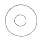 2er Set - Weißer Kristall Halskette und Armband, silberfarben