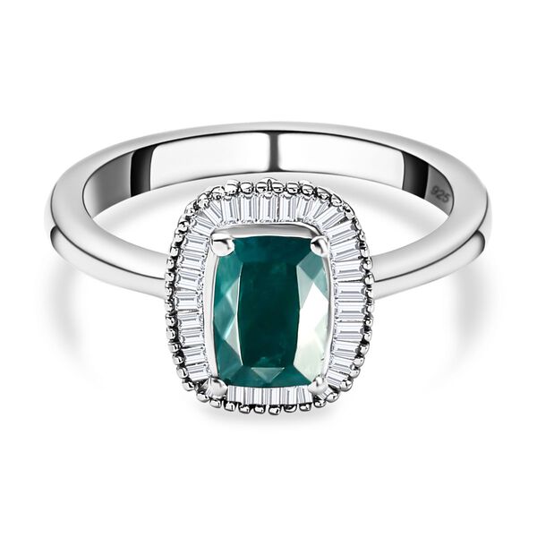 Nat&uuml;rlicher Grandidierit und wei&szlig;er Diamant-Ring, 925 Silber platiniert  ca. 1,61 ct