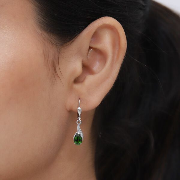 nat&uuml;rlicher Chromdiopside und Zirkon Ohrringe 925 Silber platiniert ca. 1,31 ct image number 3