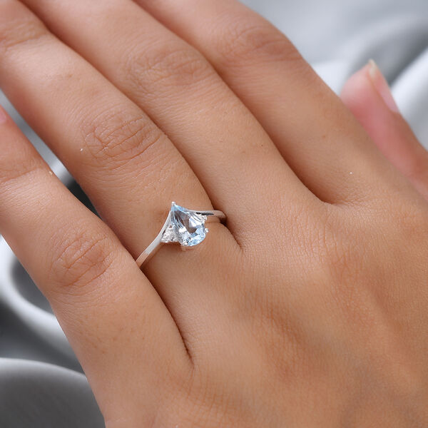 Himmelblauer Topas und Zirkon-Ring - 1,03 ct. image number 3