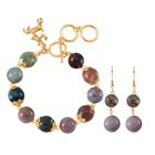 Indischer Achat Schmuckset Reiner Edelstahl Std Gelb und Legierung Std Gelb ca. 185,00 ct.