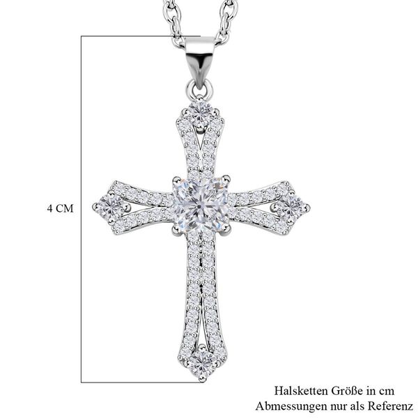 Wei&szlig;er Zirkonia Kreuz-Kette, reines Messing und Edelstahl, ca. 3.00 ct image number 7