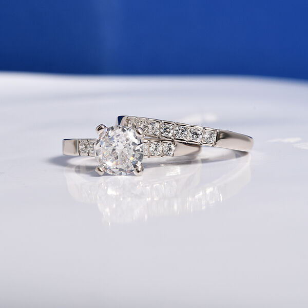 Lustro Stella - Wei&szlig;er Zirkonia Doppelring, 925 Silber rhodiniert (Gr&ouml;&szlig;e 17.00) image number 11