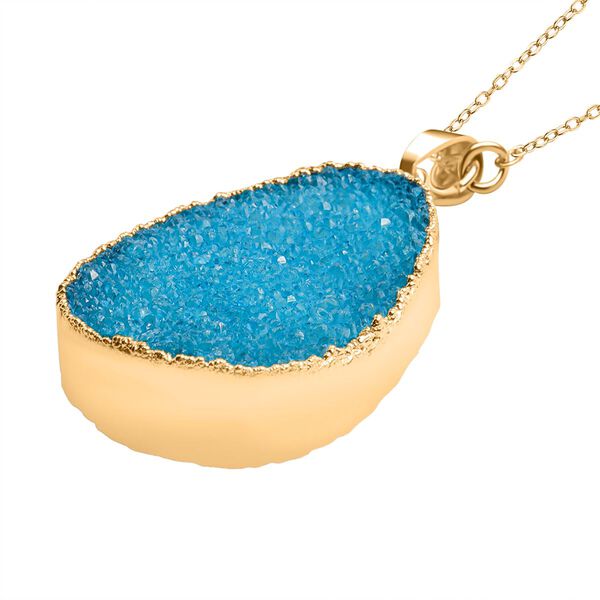 Blauer Drusy Quarz-Anhänger mit 60cm Kette - 30 ct. image number 2