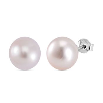 Wei&szlig;e Edison Perle ( 10-11 mm ) Ohrringe 925 Silber rhodiniert