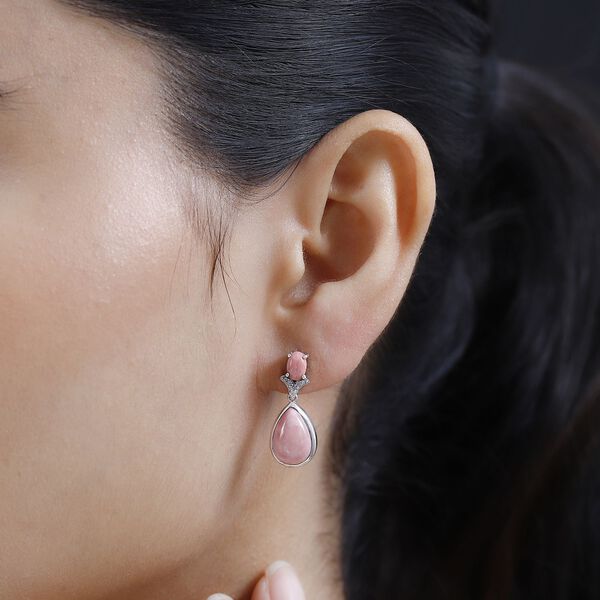 AA Oregon Sunrise Pfirsich Opal und Zirkon Ohrringe - 5,19 ct. image number 3