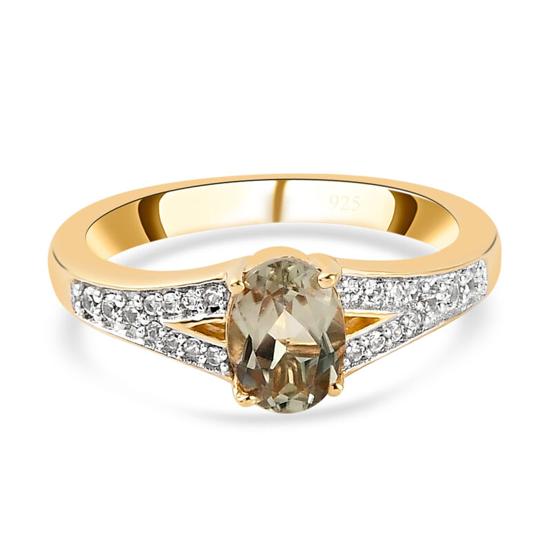 AAA Turkizit und weißer Zirkon-Ring, 925 Silber Gelbgold Vermeil  ca. 0,99 ct image number 0