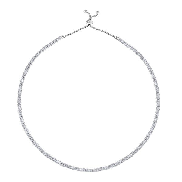 Flexible, wei&szlig;e Zirkonia-Halskette, 45-66cm image number 2