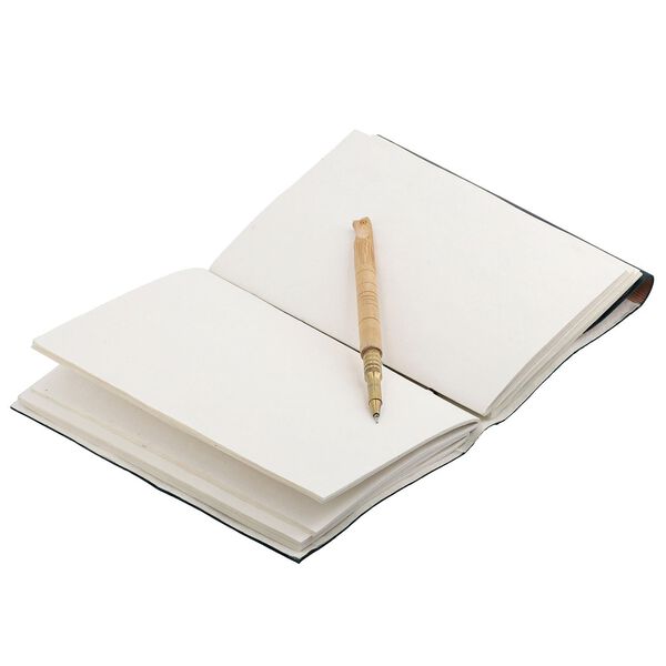 Echtlederbuch mit Segelboot Design und Holzstift image number 7
