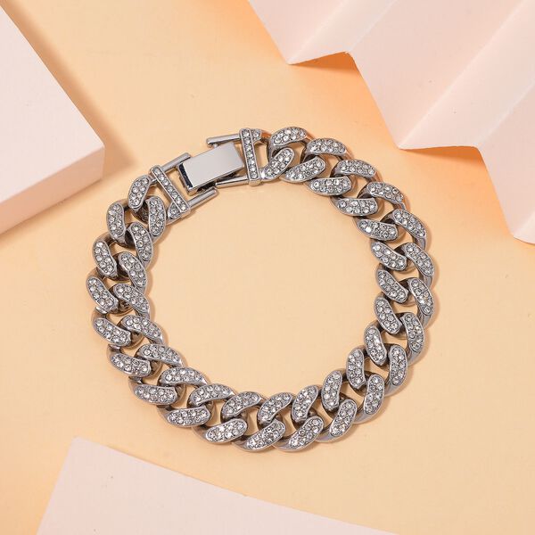 J Francis gefertigt mit SWAROVSKI- Wei&szlig;es Swarovski Kristall Armband in Silberton image number 1