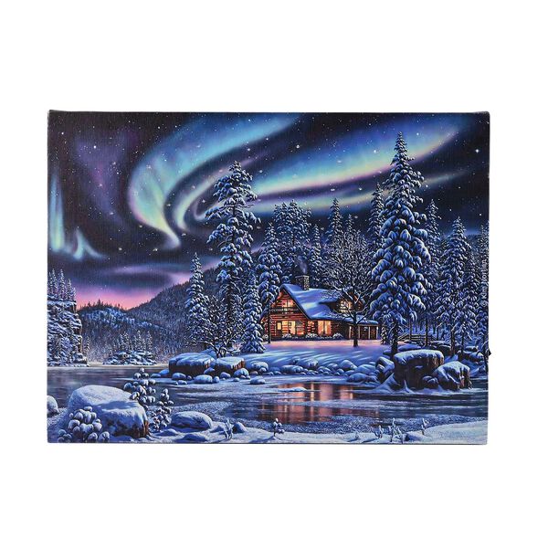 Winterdruck auf Leinwand mit LED und Glasfaserlicht