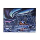 Winterdruck auf Leinwand mit LED- und Glasfaserlicht, 30x40 cm, 3AA (nicht inkl.), Aurora Borealis