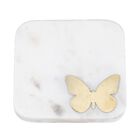 4er-Set, Marmor Untersetzer mit Messingintarsie, Schmetterling, Größe 10x10 cm, Weiß image number 3