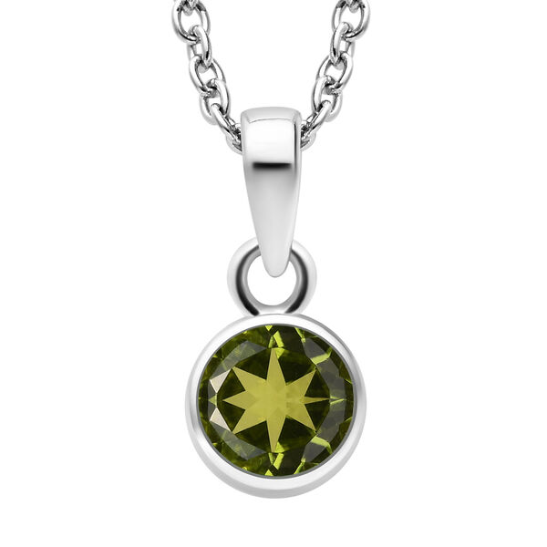 2er-Set, Peridot Solit&auml;r Anh&auml;nger mit Kette und Ohrringen in Silberton, 3,16 ct. image number 4