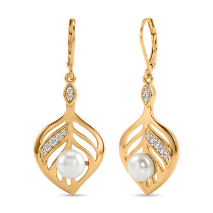 EVER TRUE S&uuml;&szlig;wasser Perle (7-7.5 mm), Wei&szlig;er Zirkon Ohrringe Nickelfreies Messing