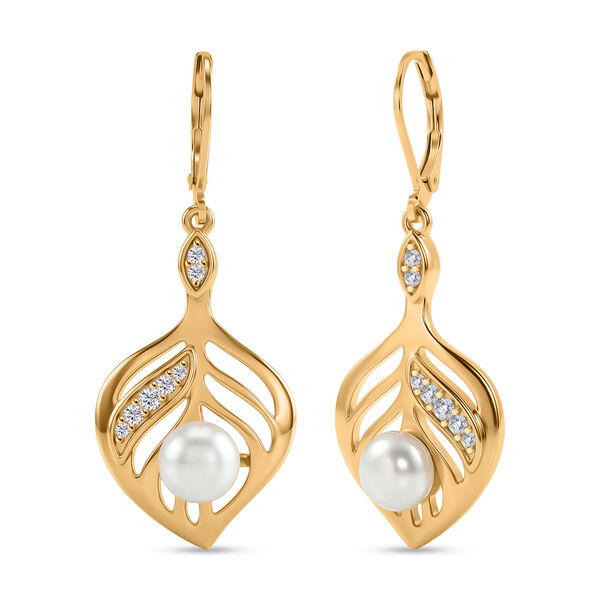 EVER TRUE S&uuml;&szlig;wasser Perle (7-7.5 mm), Wei&szlig;er Zirkon Ohrringe Nickelfreies Messing