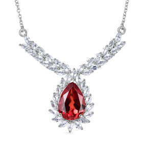 D'Joy Lab Created Padparadscha-Saphir, Weißer Topas Halskette ca. 45 cm 925 Silber rhodiniert ca. 13,42 ct.